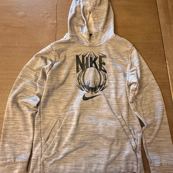 Nike Other - Nike Heather Gray Kids Hoodie Baseball Dri Fit